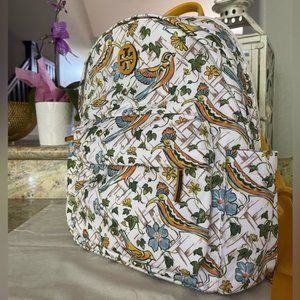 New Tory Burch Ella Nylon Printed Backpack (Painted Caning Wirth Birds/ New Ivor